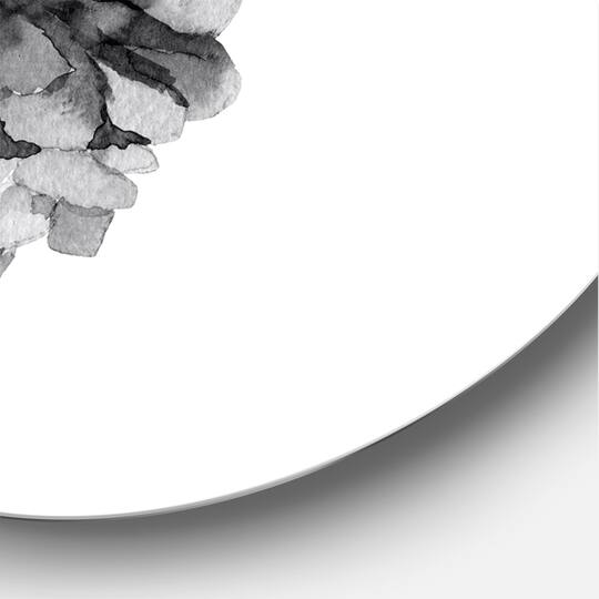 Designart - Conifer Cone Monochrome - Traditional Metal Circle Wall Art